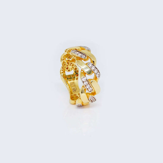 14K Gold Ring with Chain Shaped & Cubic Zirconia