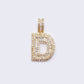 14K Cubic Zirconia "D" Initial Gold 3D Look Charm