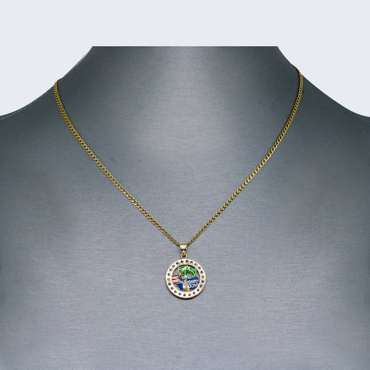 10K Gold Round Colorful Puerto Rico Necklace Set