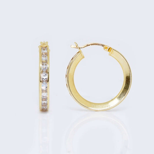 10K Gold Hoop Cubic Zirconia Zirconia Earrings