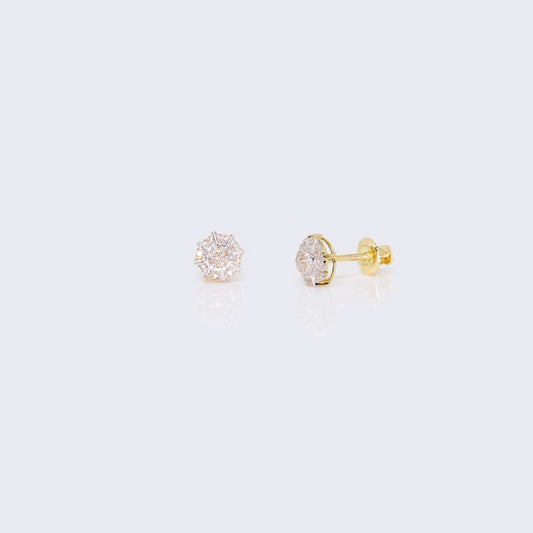 14K Gold Round Design 0.10 CTW Diamond Earrings