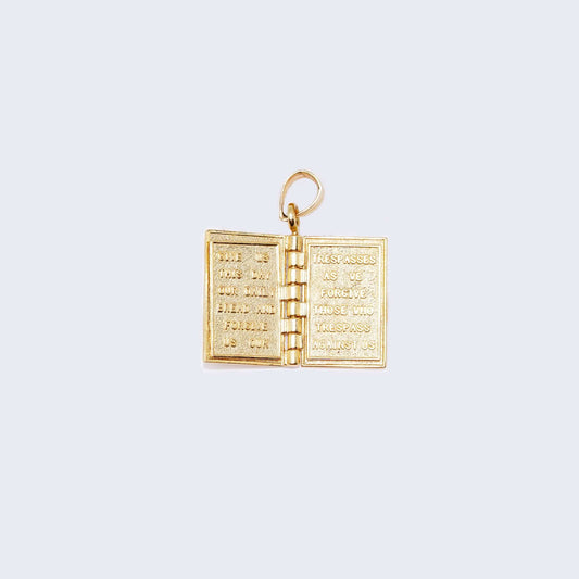 14K Gold Saint Bible Book Pendant Charm