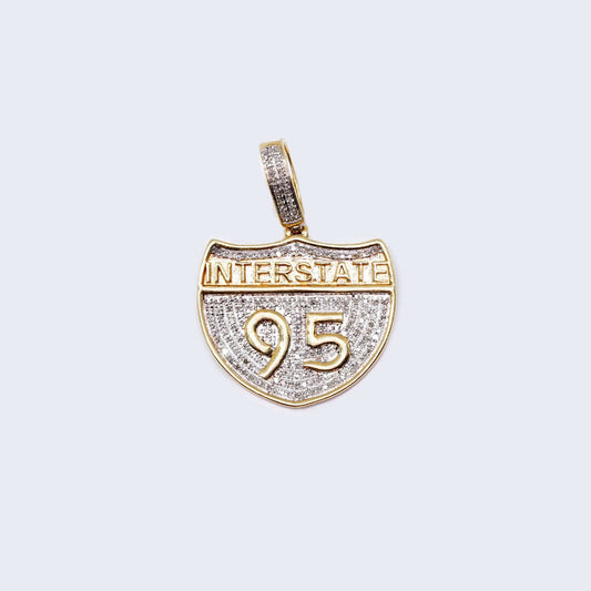 10K Gold Interstate 95 Pendant Charm