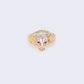 10K Gold Cubic Zirconia & Ruby Lion's Bust Men's Ring