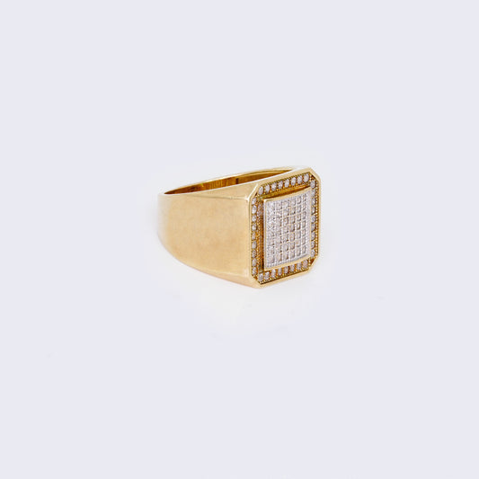 10K Square Pave Cubic Zirconia Statement Ring