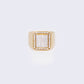 10K Square Pave Cubic Zirconia Statement Ring