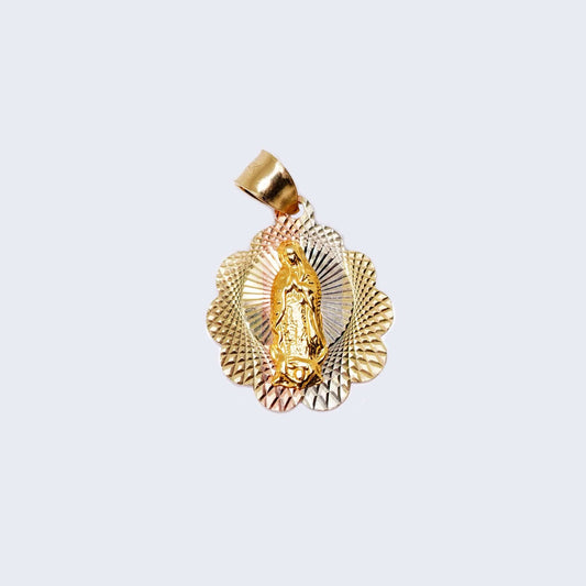 14K Three Tones Gold Virgen de Guadalupe Pendant Charm