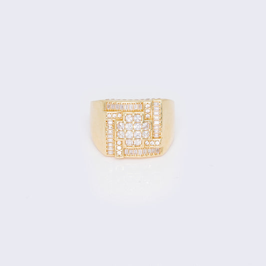 14K Micro Pave Square Statement Ring