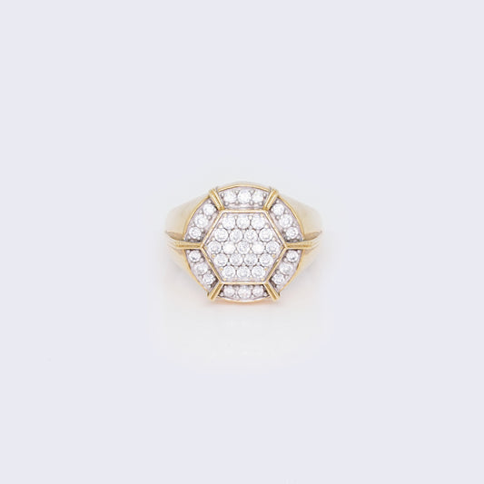 10K Cubic Zirconia Hexagon Pinky Ring