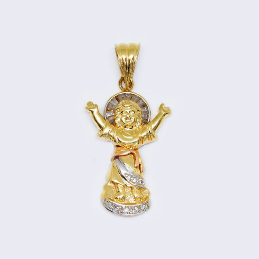 14K Divino Nino Jesus Cubic Zirconia Religious Pendant Charm