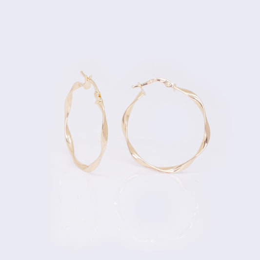 14K Round Wavy Hoops 26mm