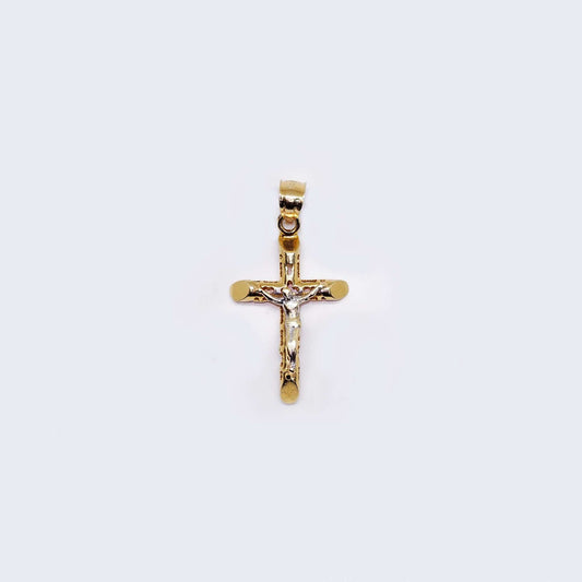 14K Gold Cross with Christ Pendant Charm