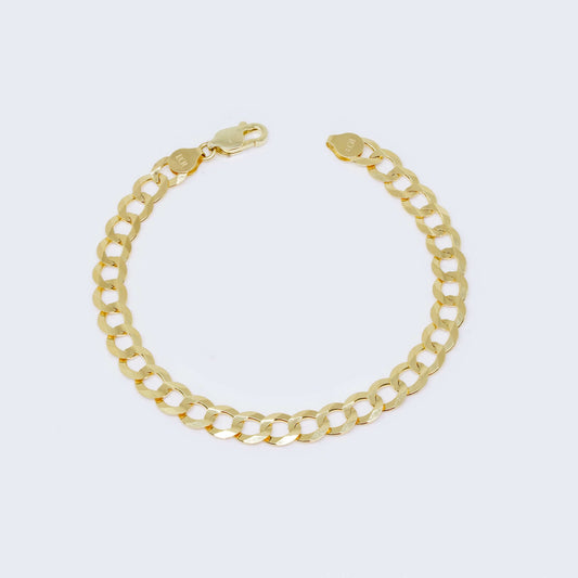 14K Yellow Gold Hollow Pave Cuban Curb Bracelet