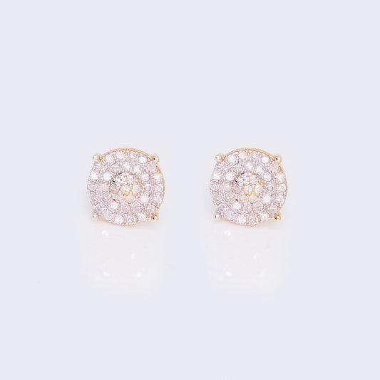 14K Round Cut Pave 0.35ct Diamond Stud Earrings