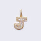 14K "J" Cubic Zirconia Initial Gold 3D Look Charm