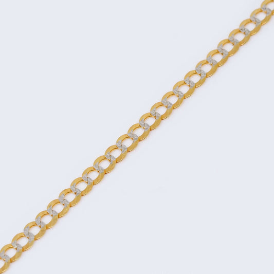 14K Gold Two Tones Hollow Pave Cuban Curb Bracelet