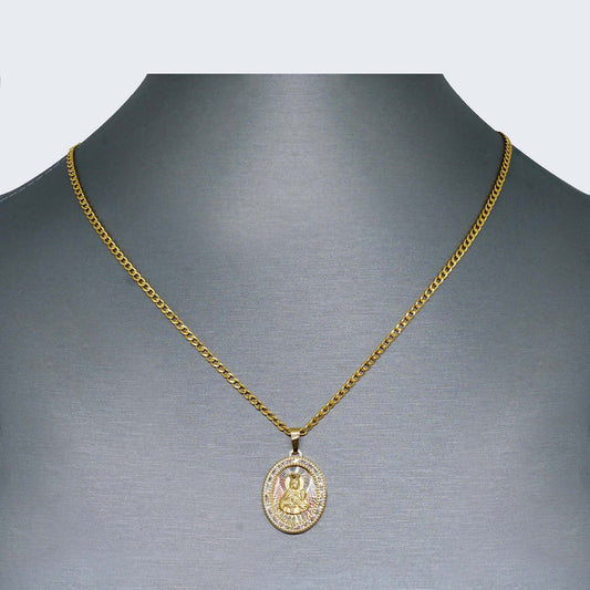 10K Gold Round Saint Barbara Necklace Set