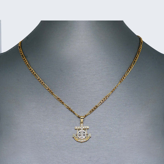 10K Gold Anchor Cross Necklace Set