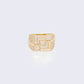 14K Micropave Cubic Zirconia Mens Square RIng