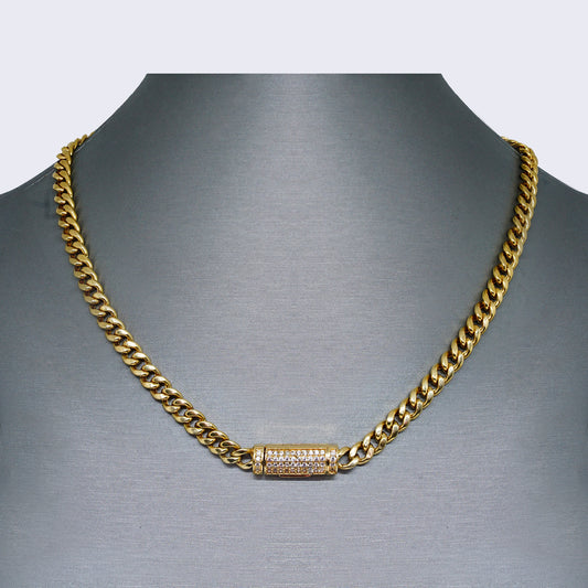 14K Miami Cuban Link Chocker with Cubic Zirconia