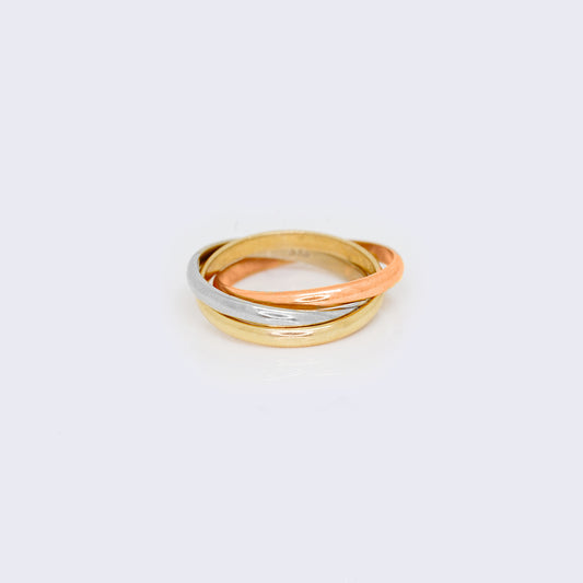 14K 3-Tones Trinity Ring