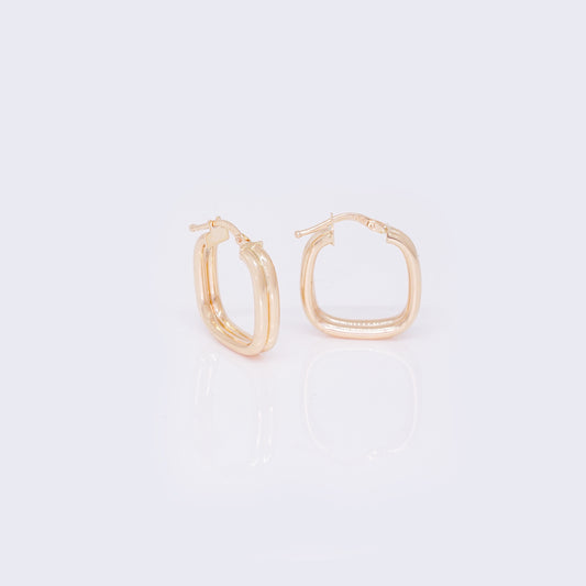 14K Squared Double Hoops 18mm