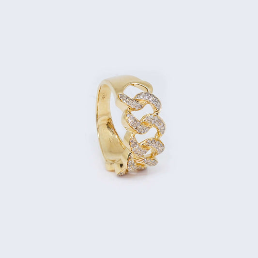 14K Gold Ring with Chain Shaped & Cubic Zirconia