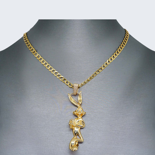 14K Gold Bugs Bunny Necklace Set