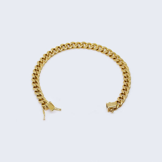 14K Gold Miami Semi hollow Cuban Link Curb Chain Bracelet