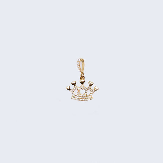 14K Gold Crown with Cubic Zirconia Stones Pendant Charm