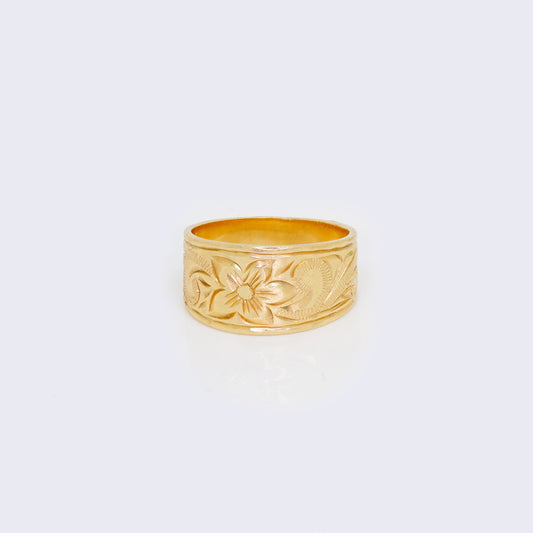 14K Flower Wide Ring