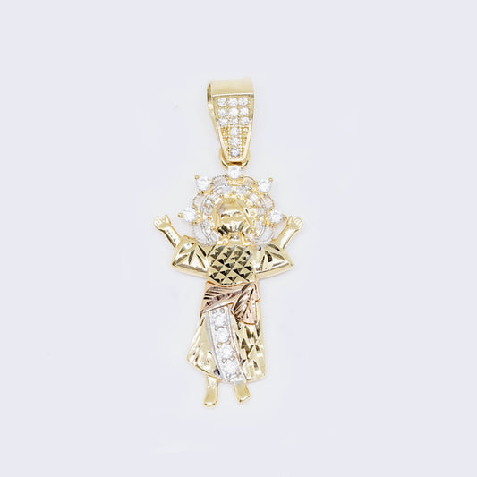 14K Tri-tone Baby Jesus with Cubic Zirconia Charm