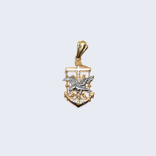 14K Gold Anchor with Eagle Pendant Charm