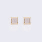 14K Square Diamond Cluster Stud Earrings 0.11ct