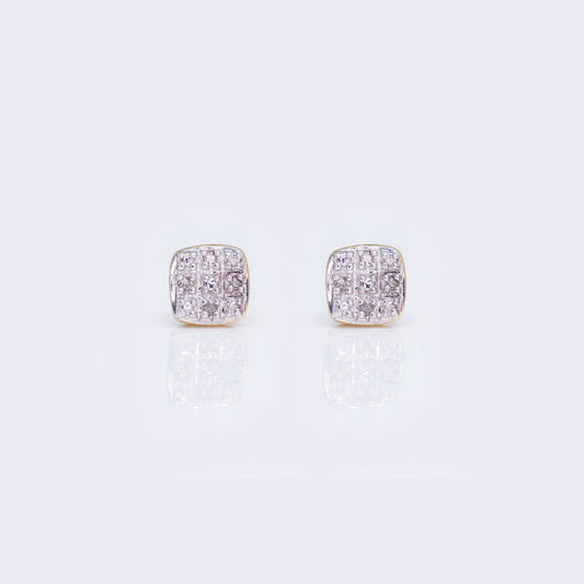 10K Princess 0.05ct Diamond Square Earrings