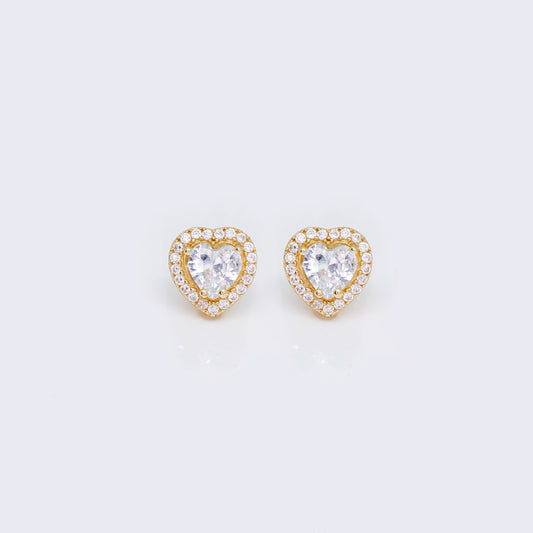 14K Romantic Cubic Zirconia Heart Charms