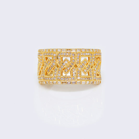 14K 0.77ct Diamond Hex Ring