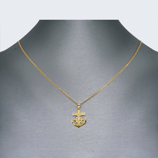 14K Gold Cross Anchor Necklace Set