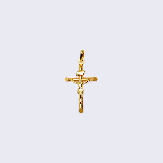 14K Yellow Gold Cross with Jesus Pendant Charm