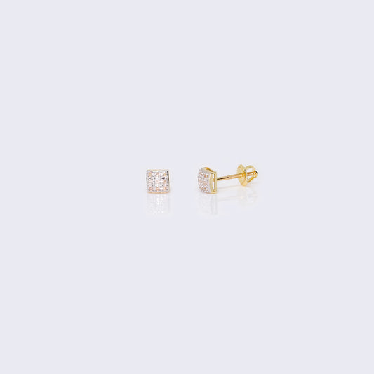 14K Gold Square Design 0.06 CTW Diamond Earrings