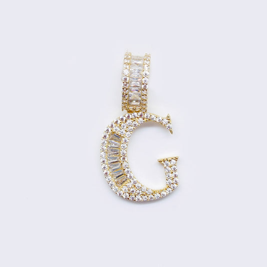 14K Cubic Zirconia "G" Initial Gold Charm