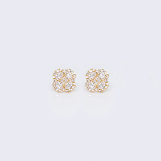 14K Cubic Zirconia Pave Clover Earrings