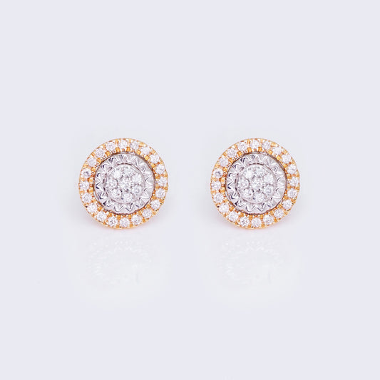 14K Round 2-tones 0.22ct Diamond Stud Earrings