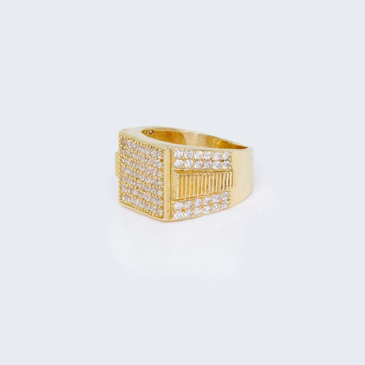 14K Gold Square Design Cubic Zirconia Ring