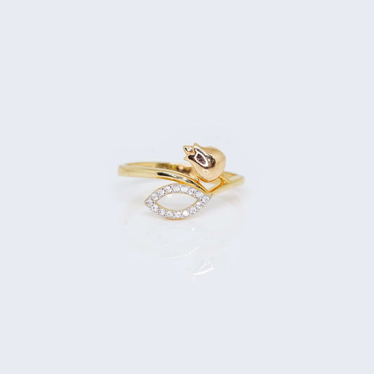 14K Gold Tulip Ring with Cubic Zirconia