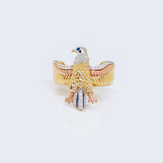 14K Gold Eagle Ring with Cubic Zirconia