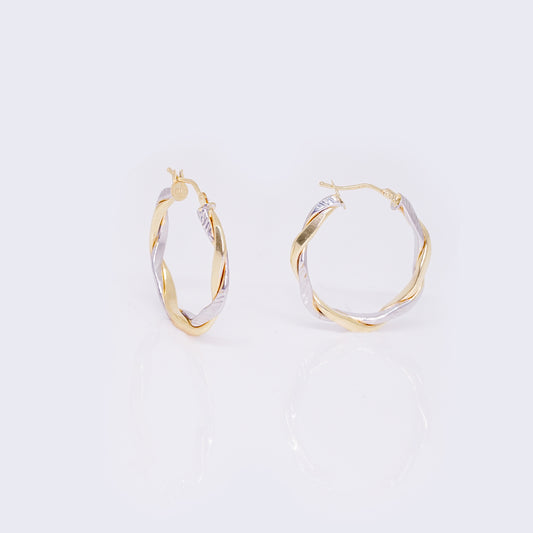 14K Two-tones Twisted Hoops 24mm