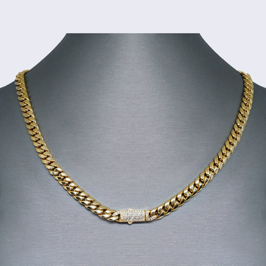 14K Miami Cuban link chain with Cubic Zirconia