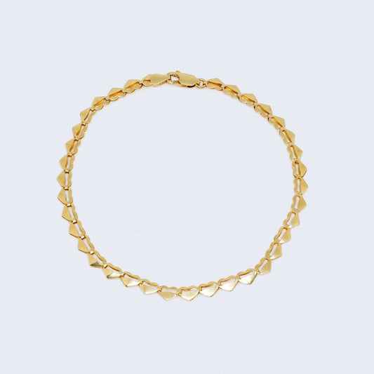 14K Yellow Gold Heart Ankle Bracelet