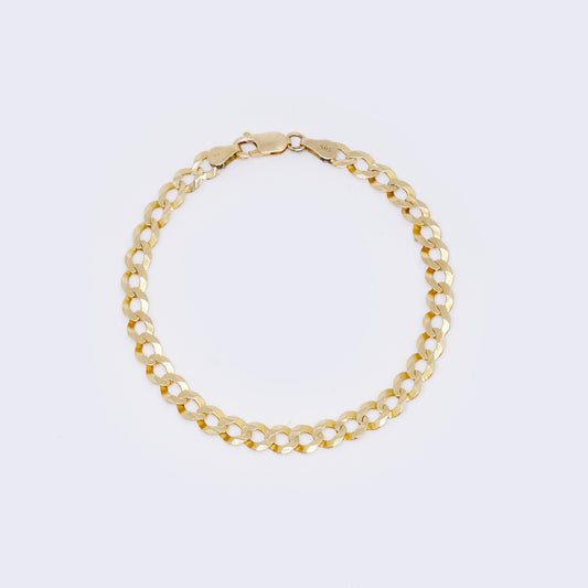 14K Miami Curb Link Solid Bracelet 7" 5mm